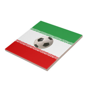 Soccer ball centre of Iranian flag Tile