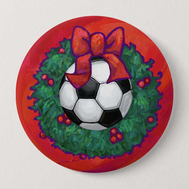 Soccer Ball Christmas 10 Cm Round Badge (Front)