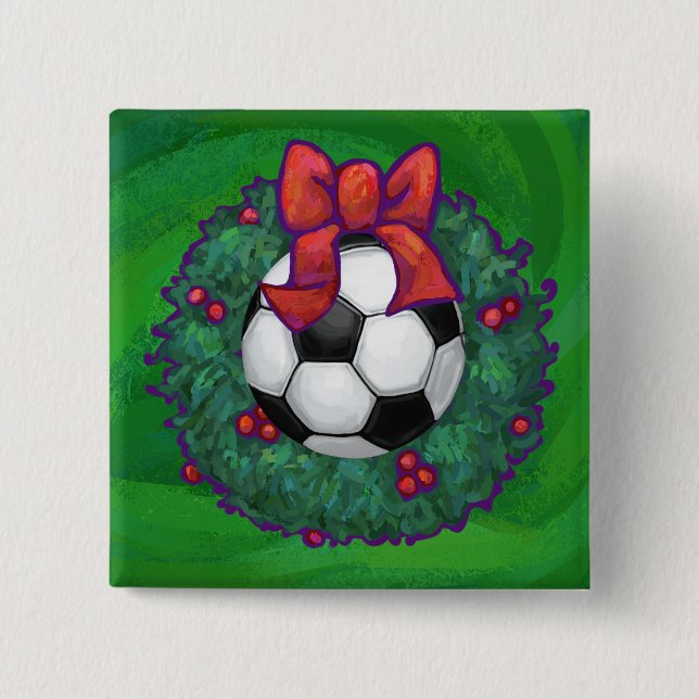 Soccer Ball Christmas 15 Cm Square Badge (Front)
