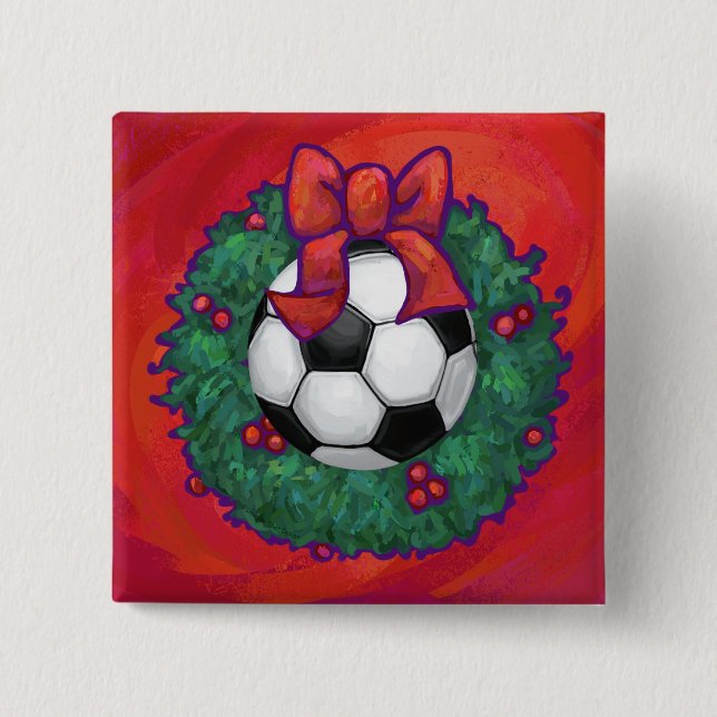 Soccer Ball Christmas 15 Cm Square Badge (Front)