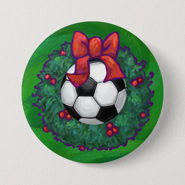 Soccer Ball Christmas 7.5 Cm Round Badge (Front)