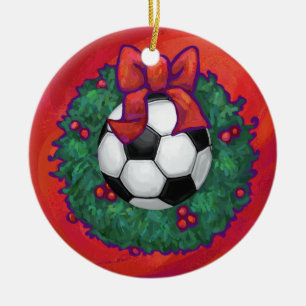 Soccer Ball Christmas Ceramic Tree Decoration