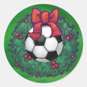 Soccer Ball Christmas Classic Round Sticker