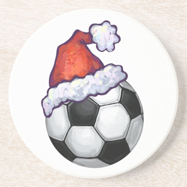 Soccer Ball Christmas Coaster (Front)