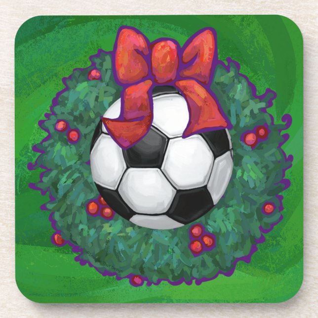 Soccer Ball Christmas Coaster (Front)