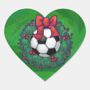 Soccer Ball Christmas Heart Sticker