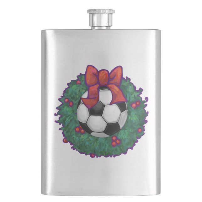 Soccer Ball Christmas Hip Flask (Front)