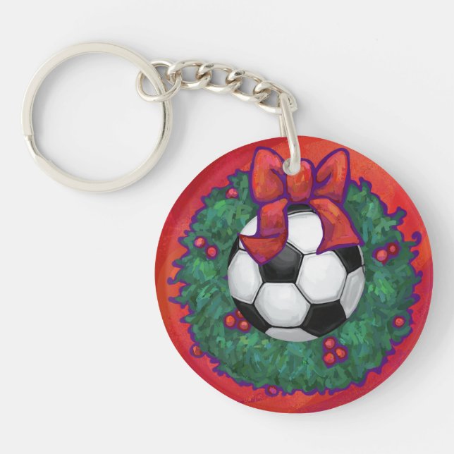 Soccer Ball Christmas Key Ring (Front)