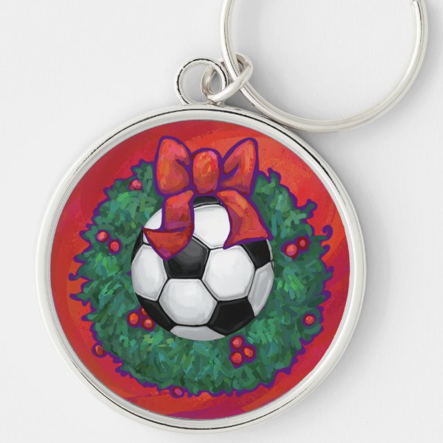 Soccer Ball Christmas Key Ring (Front)