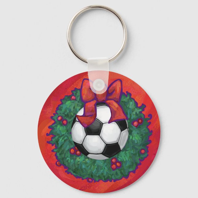 Soccer Ball Christmas Key Ring (Front)