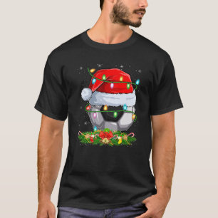 Soccer Ball Christmas Lights Funny Santa Soccer Pl T-Shirt