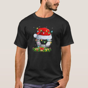 Soccer Ball Christmas Lights Funny Santa Soccer Pl T-Shirt