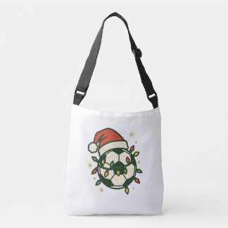 Soccer Ball Christmas Lights Santa Hat Funny Crossbody Bag