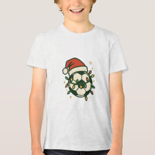 Soccer Ball Christmas Lights Santa Hat Funny  Tri-Blend Shirt