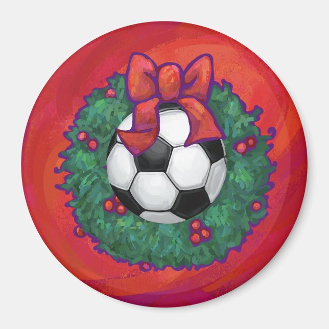 Soccer Ball Christmas Magnet (Front)