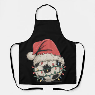 Soccer Ball Christmas Santa Hat Xmas Sports Apron