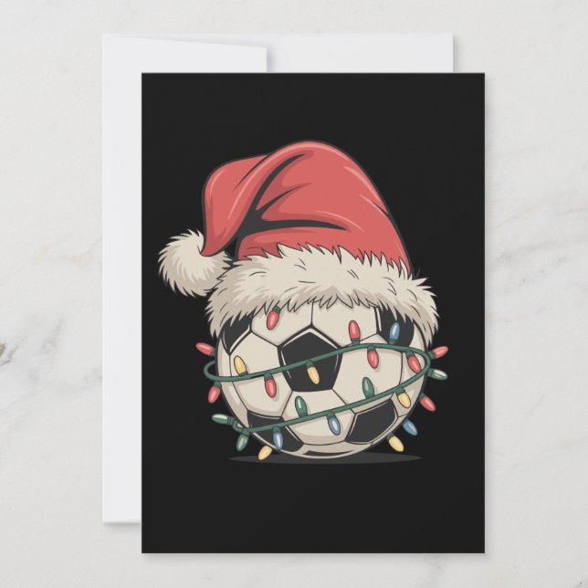 Soccer Ball Christmas Santa Hat Xmas Sports Holiday Card (Front)