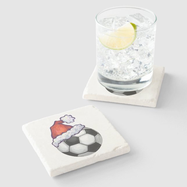 Soccer Ball Christmas Stone Coaster (Side)