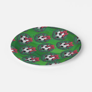 Soccer Ball Christmas Wreath Paper Plate