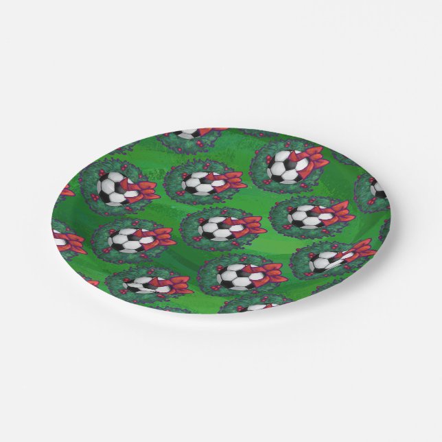 Soccer Ball Christmas Wreath Paper Plate (Angled)