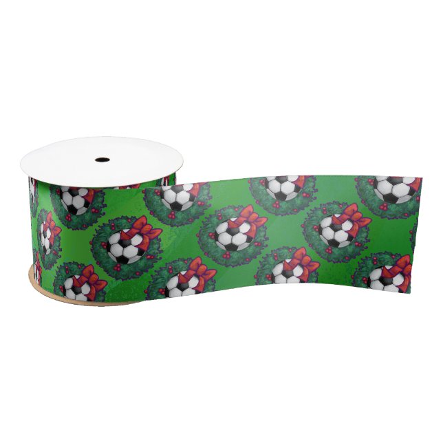Soccer Ball Christmas Wreath Satin Ribbon (Spool)