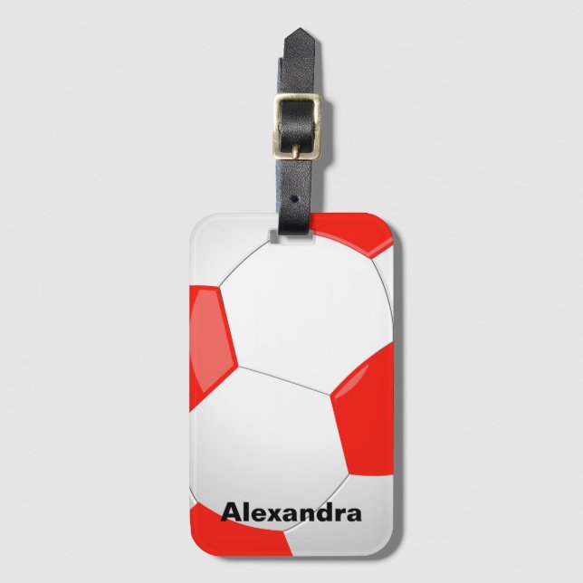 Soccer Ball Coloured Personal Luggage Tag (Front Vertical)