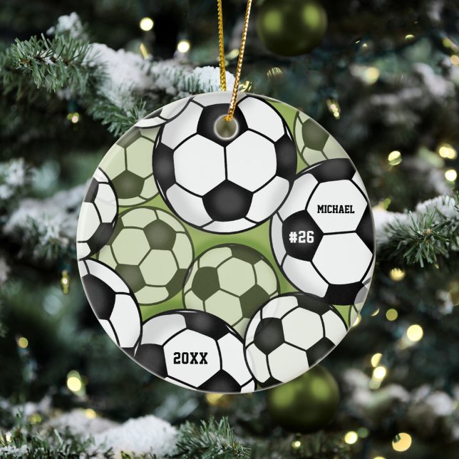 Soccer Ball Colourful Kids Name Jersey Number Year Ceramic Tree Decoration (Creator Uploaded)