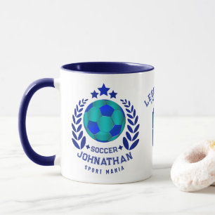 Soccer Ball Crest Bright Blue Sport Fan Gifts Mug