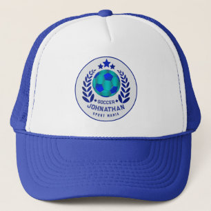 Soccer Ball Crest Bright Blue Sport Fan Gifts Trucker Hat
