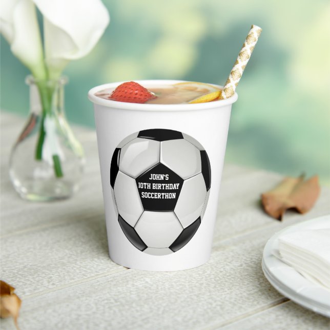 Soccer Ball Custom Birthday Paper Cups (Insitu)
