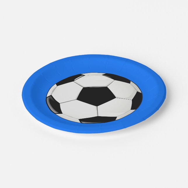 Soccer Ball Custom Team Colour Party or Banquet Paper Plate (Angled)