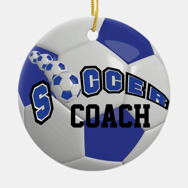 Soccer Ball | Dark Blue | DIY Name Ceramic Tree Decoration (Front)