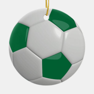 Soccer Ball   Dark Green Ceramic Tree Decoration