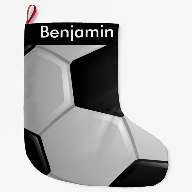 Soccer Ball Design Large Christmas Stocking (Front)