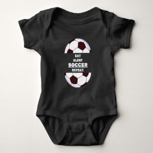 Soccer ball. Eat, Sleep, Soccer, Repeat Baby Bodysuit