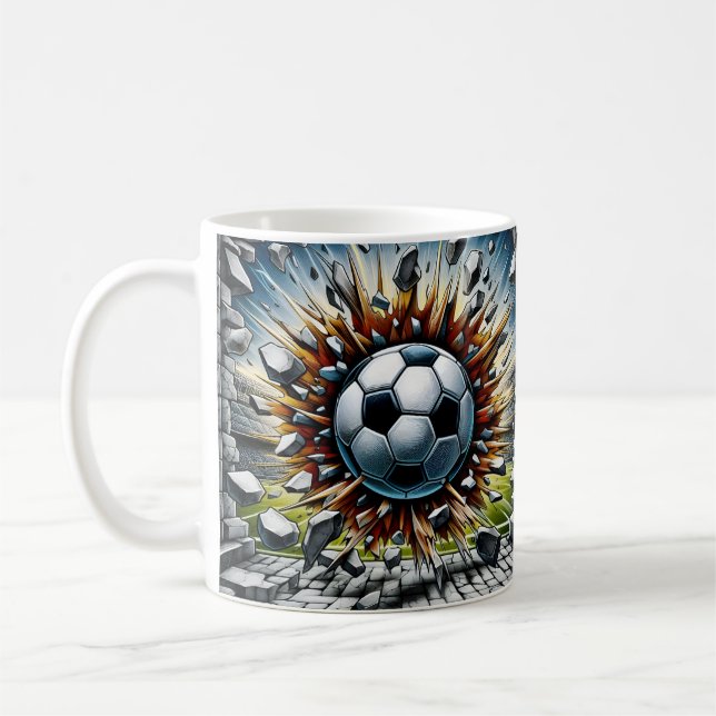 Soccer Ball Explosion Coffee Mug (Left)