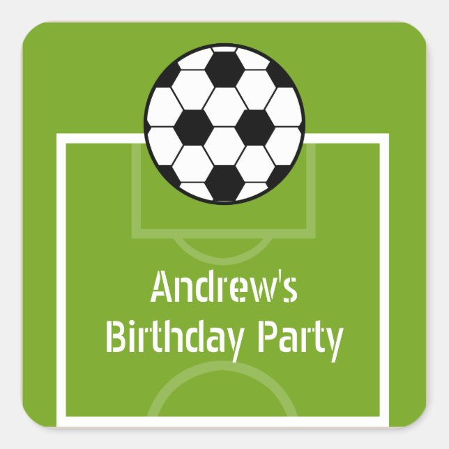 Soccer Ball & Field Birthday Party Stickers (Front)