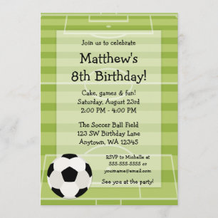 Soccer Ball Field Kids Birthday Party Invitation
