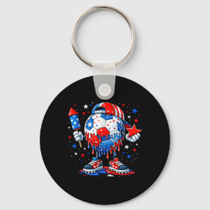 Soccer Ball Fireworks USA Flag 250 Years American Key Ring