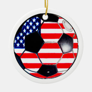 Soccer Ball Flag USA The MUSEUM Gifts Ceramic Tree Decoration