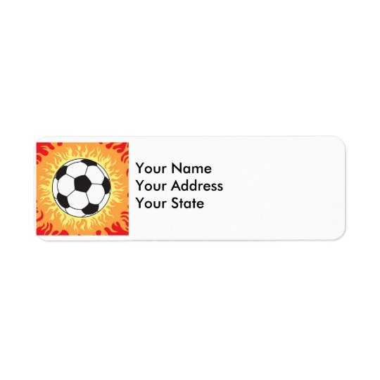 soccer ball flames design return address label