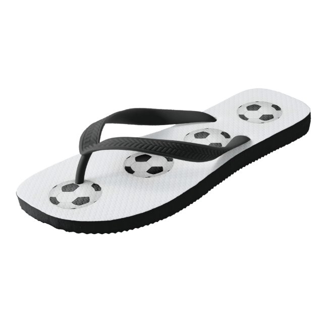 Soccer ball flip flops by DAL (Angled)