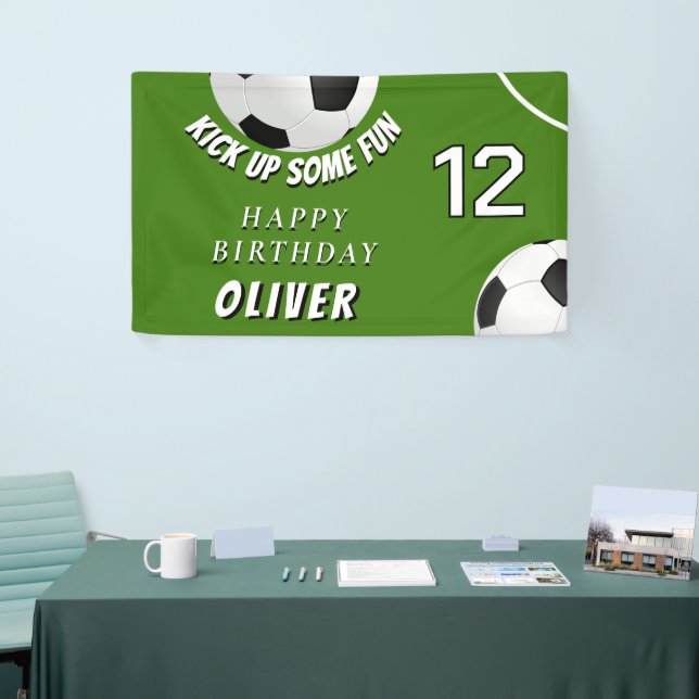 Soccer Ball Football Grass Sports Kids Birthday Banner (Tradeshow)