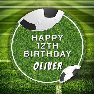 Soccer Ball Football Grass Sports Kids Birthday Classic Round Sticker