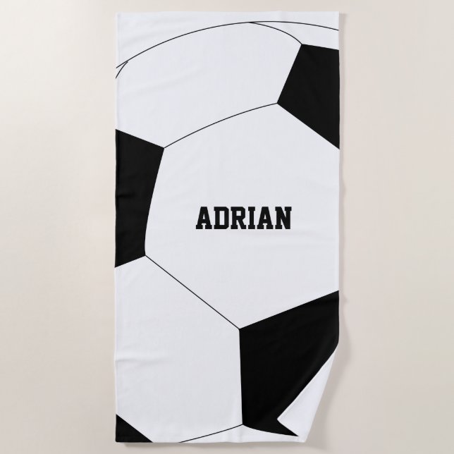 Soccer Ball Football Personalised   Beach Towel (Front)