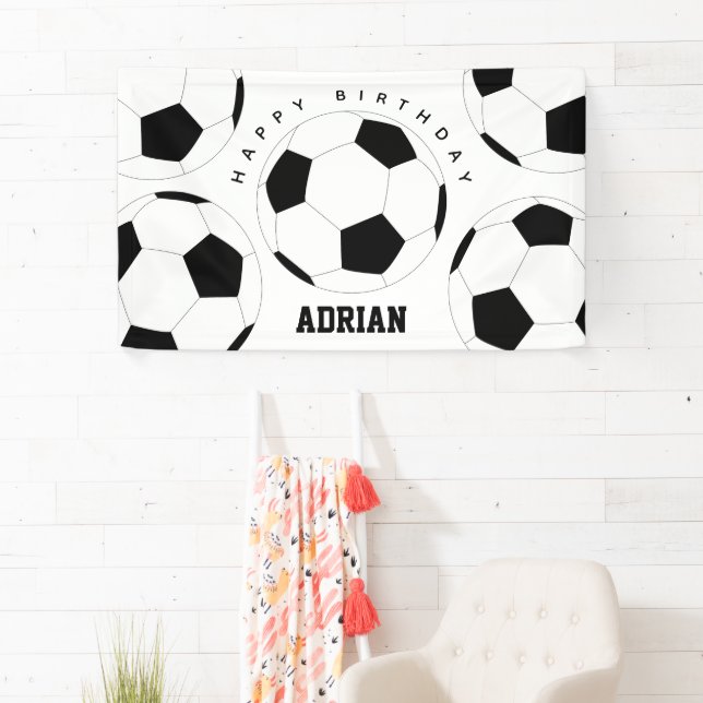Soccer Ball Football Personalised Name Birthday Banner (Insitu)
