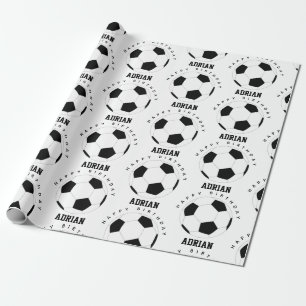 Soccer Ball Football Personalized Name Birthday Wrapping Paper