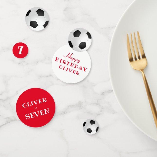 Soccer Ball Football Red Kid`s Birthday Confetti (Group)