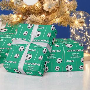 Soccer Ball Football Sports Kids Birthday Party Wrapping Paper