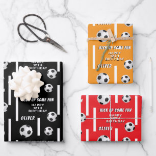 Soccer Ball Football Sports Kids Birthday Party Wrapping Paper Sheet